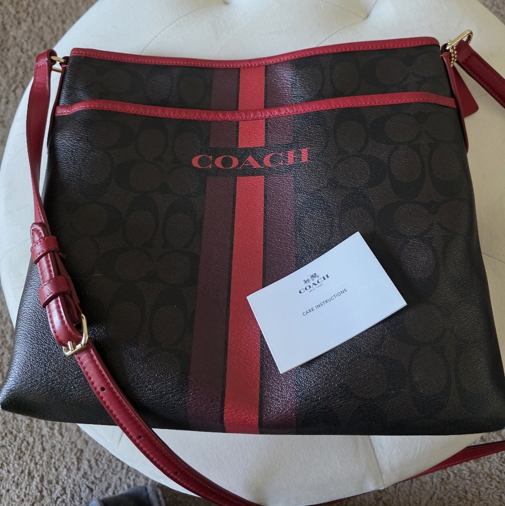 Coach Red and Brown Crossbody Bag